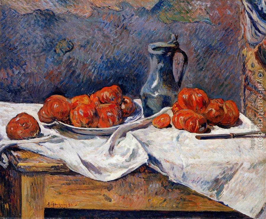 Paul Gauguin : Tomatoes and a Pewter Tankard on a Table